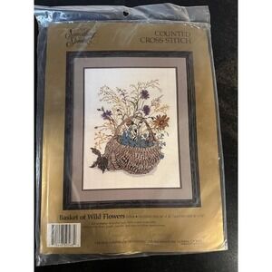 Something Special CountedCrossStitchKit Basket of Wild Flowers 50568 Matted18x22